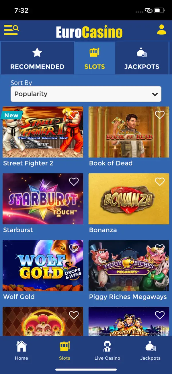 EuroCasino publisher illustration of its slots catalogue