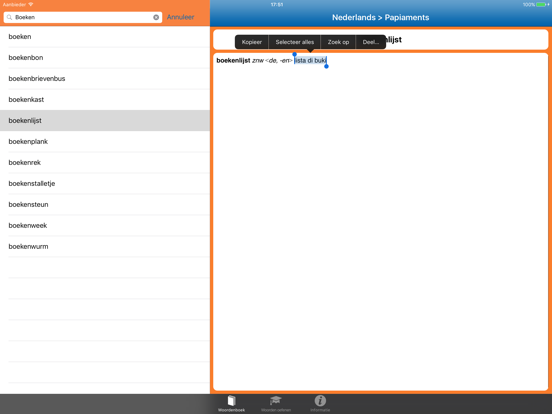 Woordenboek NL > Papiaments iPad app afbeelding 2
