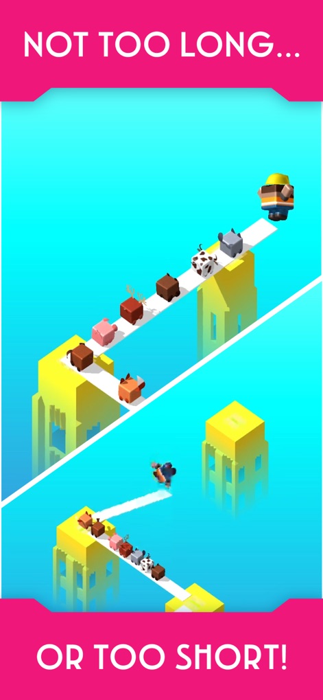 PLANK! - Examine the critical balance required, as the visual contrast shows characters falling from planks that are either 'NOT TOO LONG...' or 'OR TOO SHORT!'.