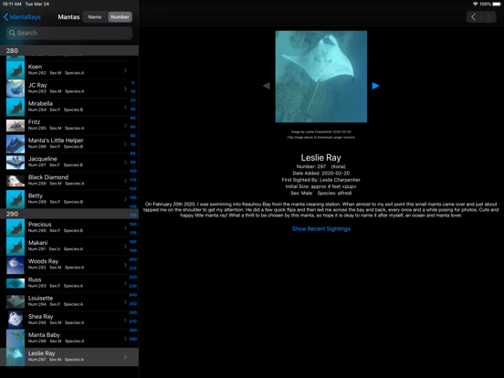 Manta Ray Tracker iPad screenshot 8 - Reference app