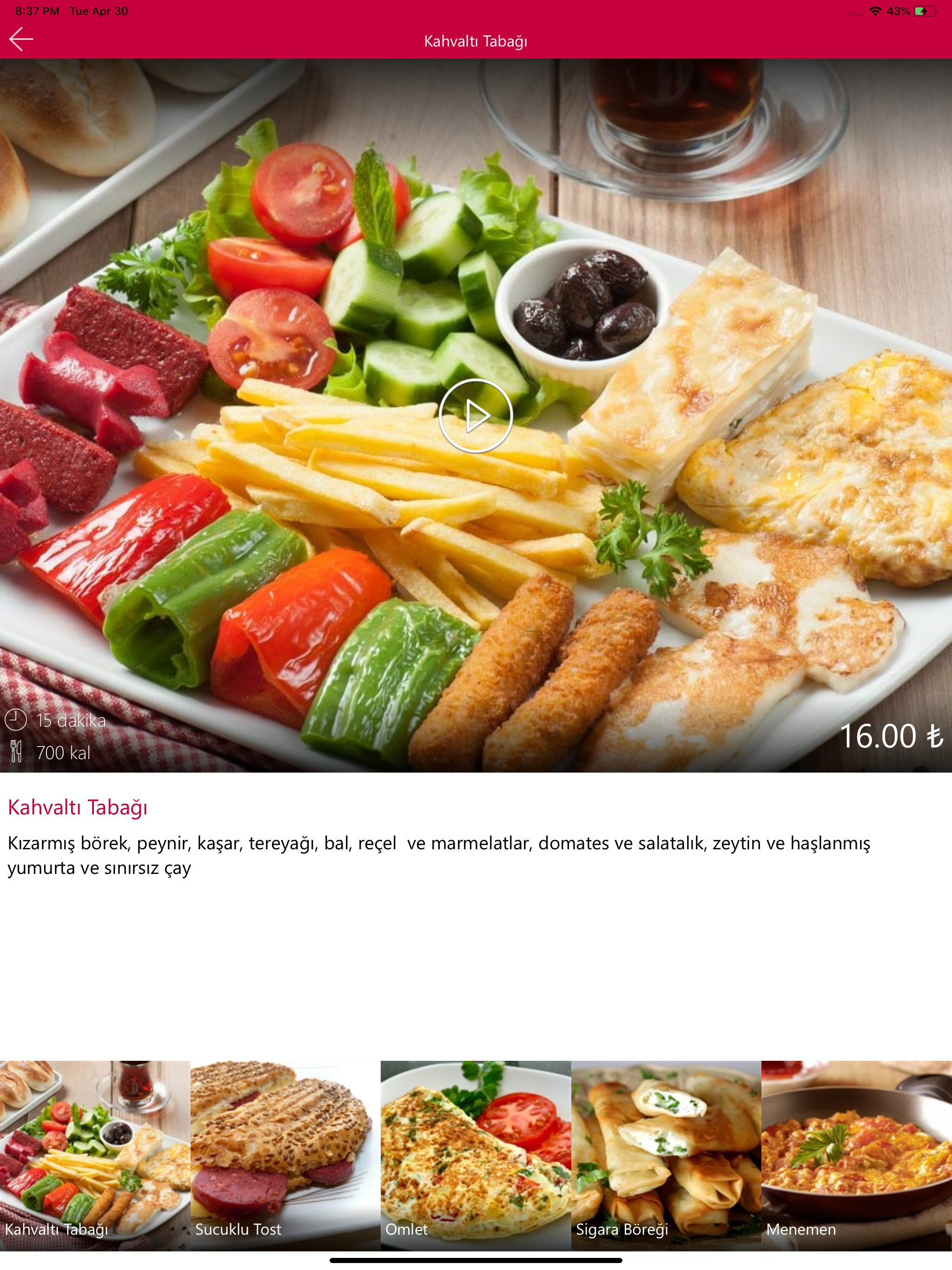 Menulux Tablet Menu