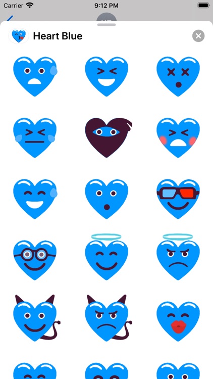 Heart Blue Love Emoji Stickers