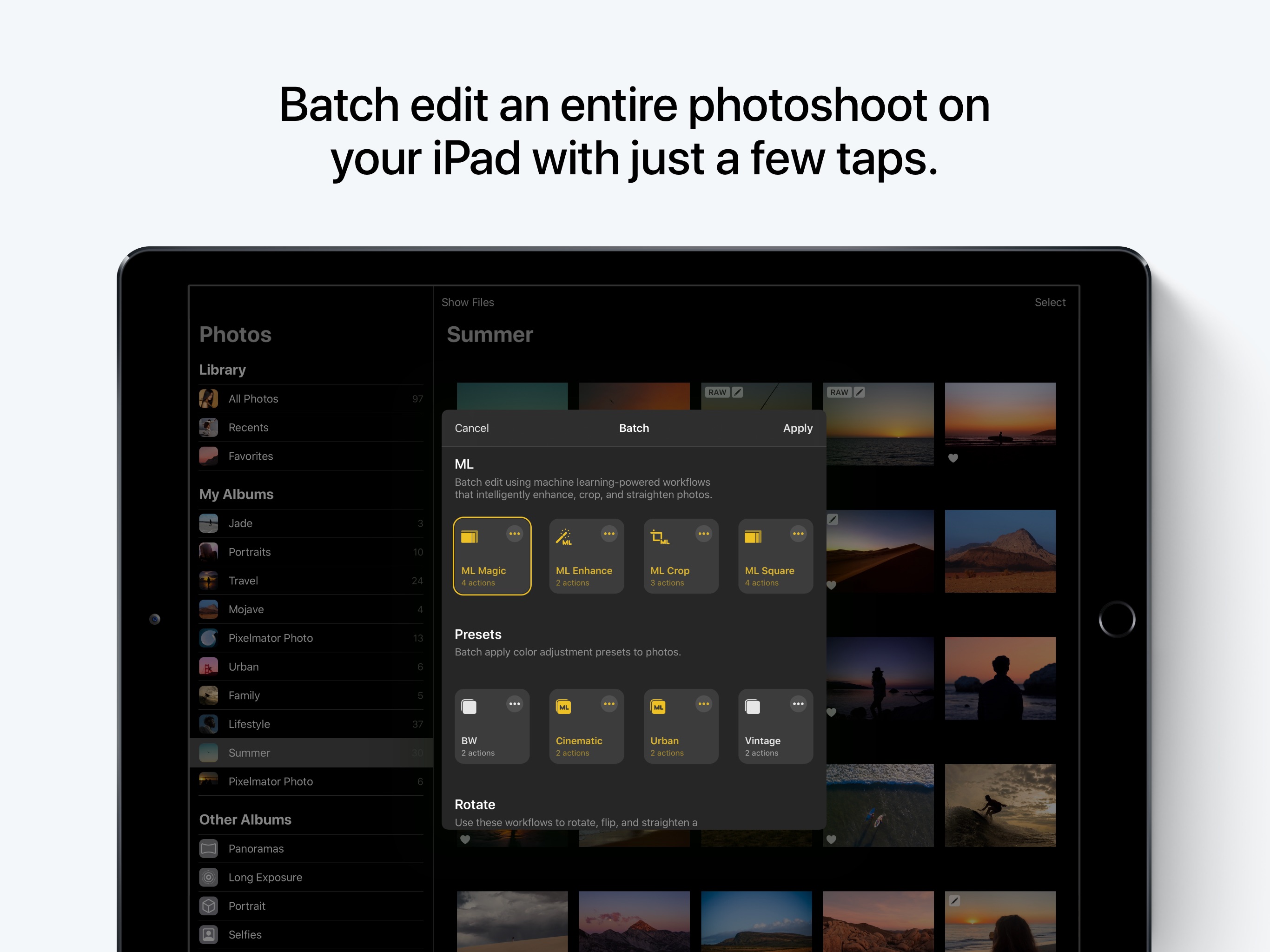 Screenshot do app Pixelmator Photo: Pro Editor