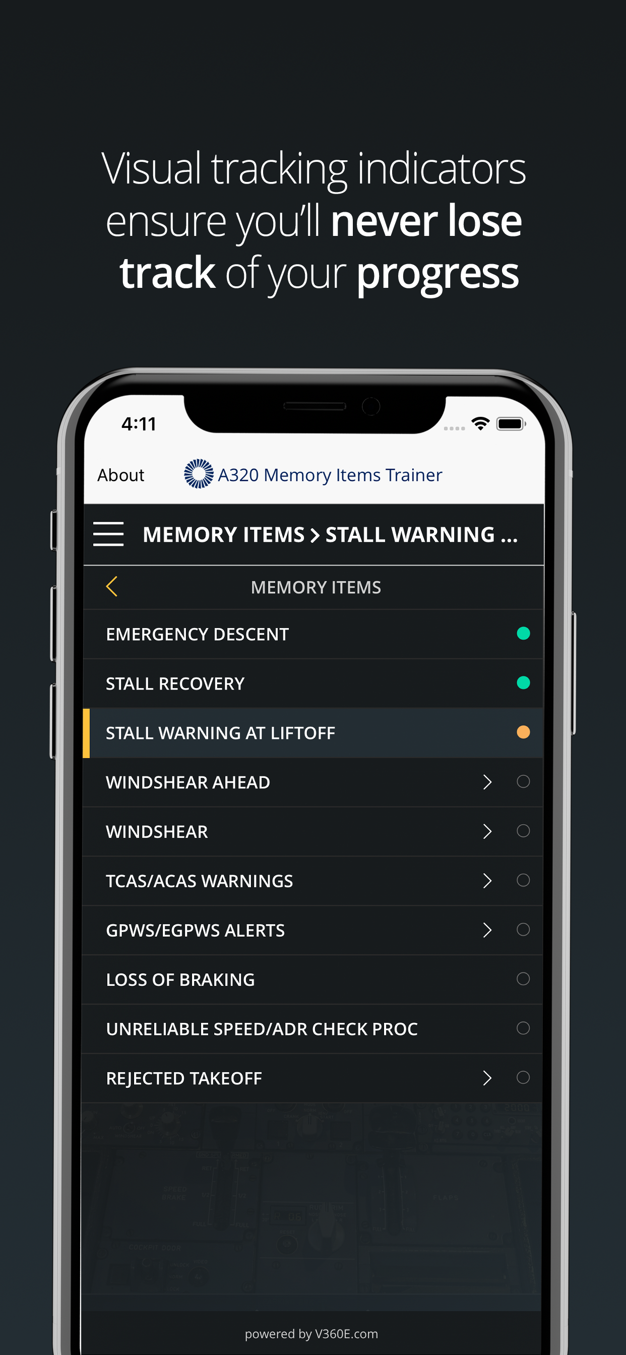 A320 Memory Items Trainer