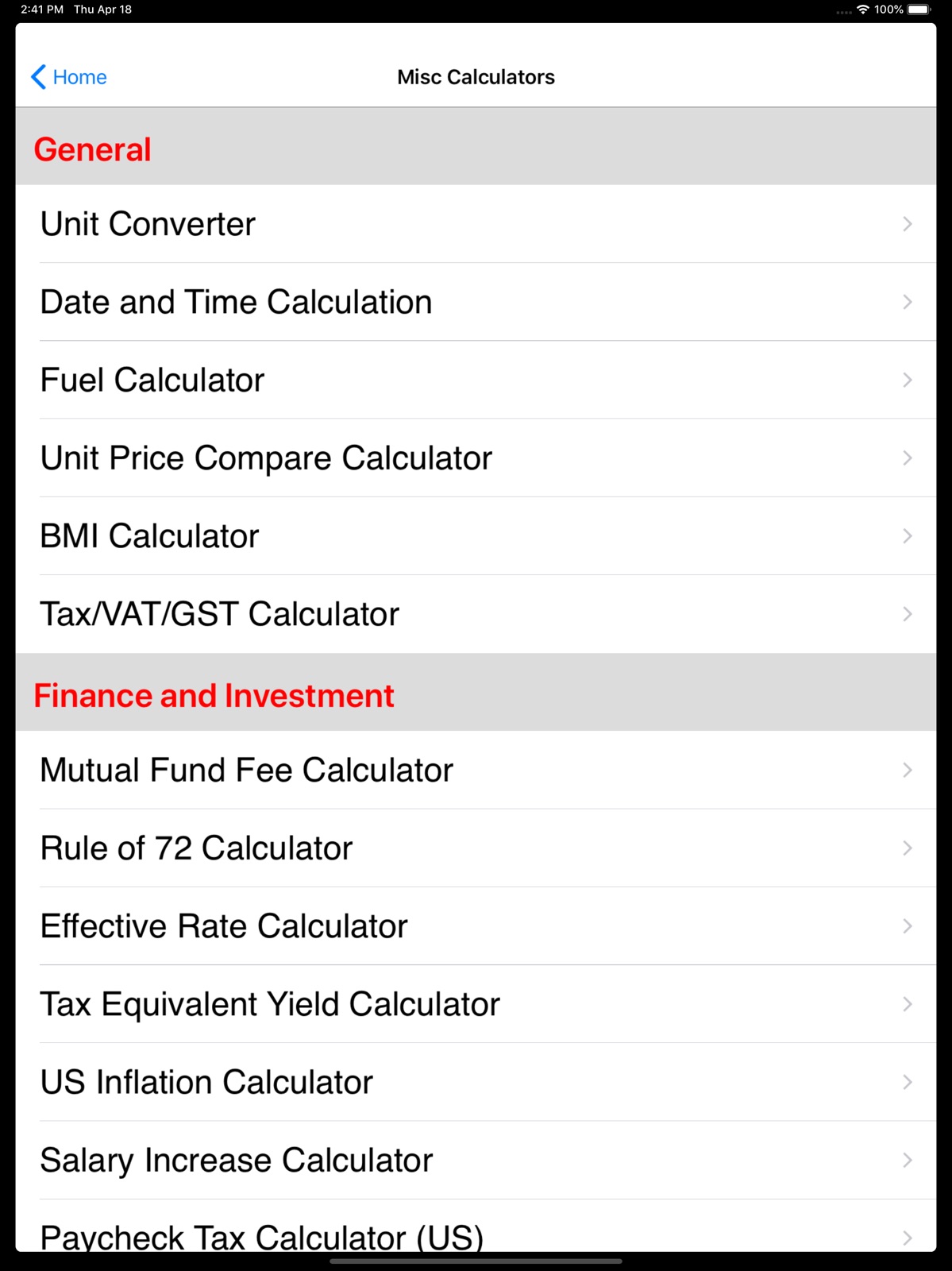 EZ Financial Calculators ipad screenshot 2