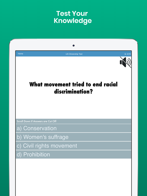 Citizenship Test with Audio iPad screenshot 3 - Education app