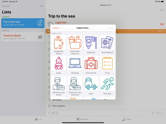 ToPack: Pack your luggage! Screenshot