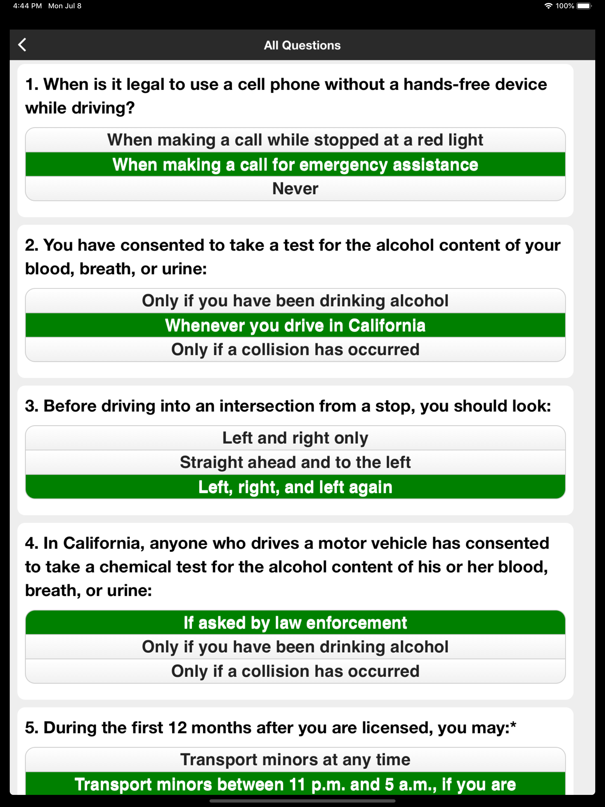 CA DMV Permit Test Now