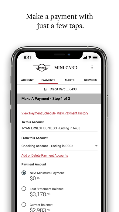 MINI Credit Card Screenshot