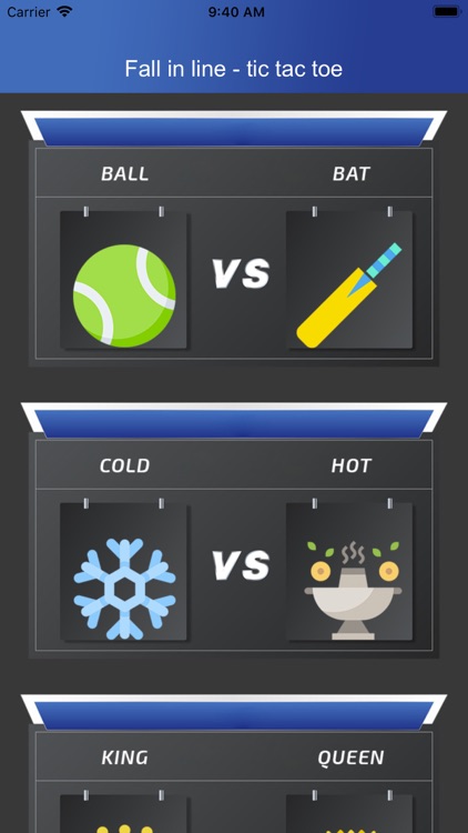 Fall in line - tic tac toe