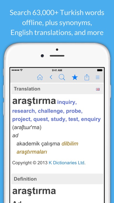 Turkish Dictionary & Thesaurus Screenshot
