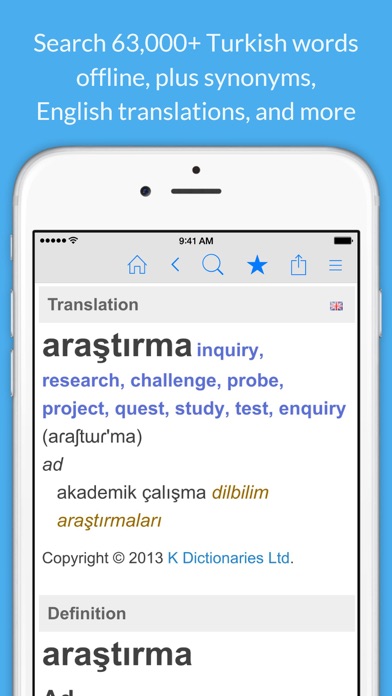 Screenshot #1 pour Turkish Dictionary & Thesaurus