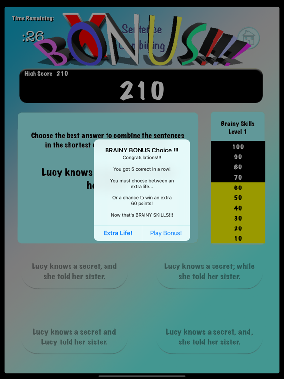 Brainy Skills Sentence Combine iPad screenshot