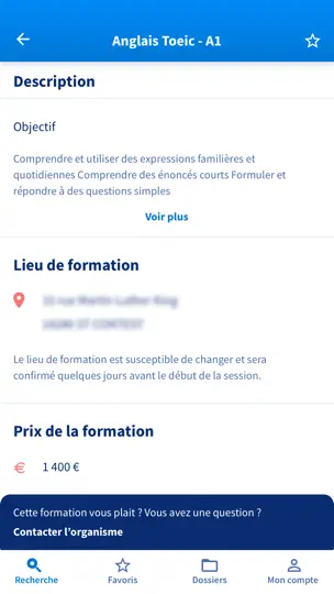 Capture d'écran de Mon Compte Formation sur iPhone 4