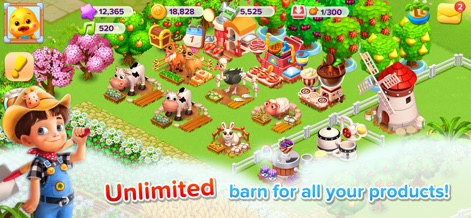 Family Farm Seaside - Explore the vast farm landscape, showcasing diverse crops and adorable farm animals, all within a vibrant, organized setting.