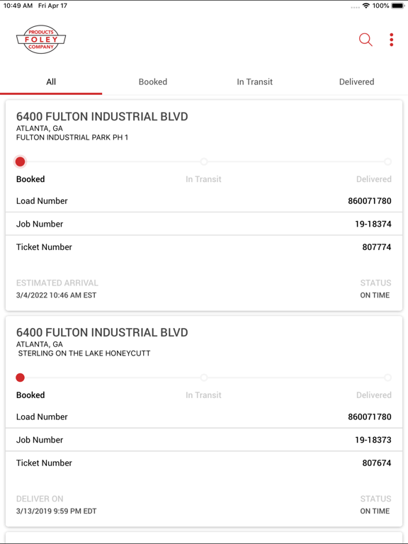 Foley TrackIt iPad screenshot 3 - Business app
