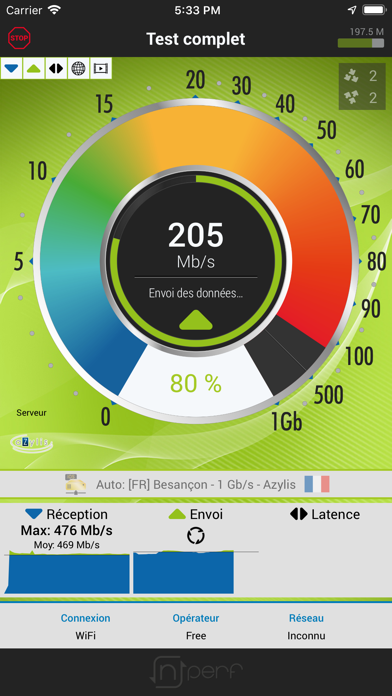 Screenshot #1 pour nPerf speed test débit 4G WiFi