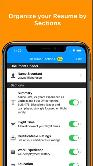 Screenshot von MyFlightResume auf dem iPhone 1