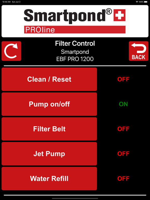 Smartpond PROline iPad screenshot