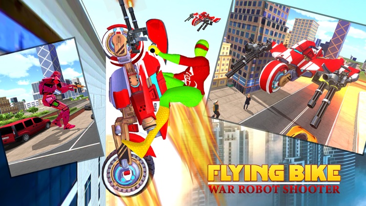 Flying Bike War Robot Shooter screenshot-5