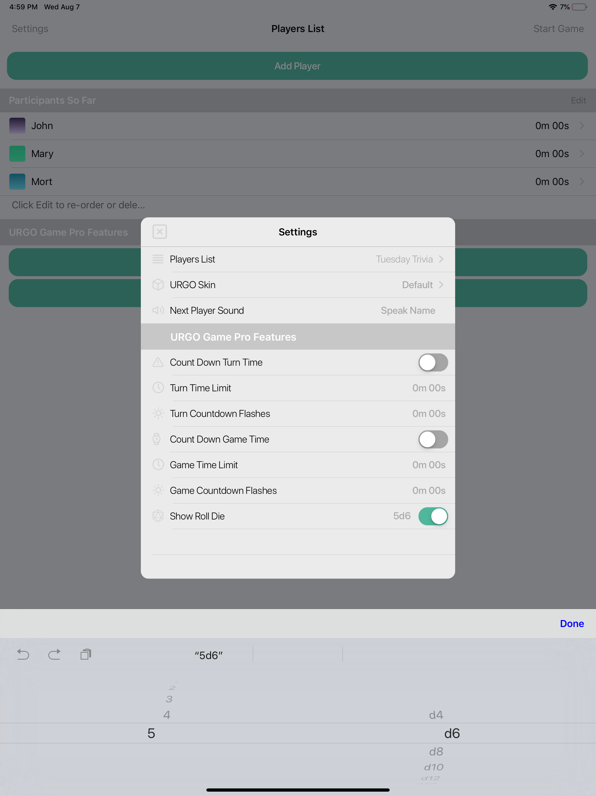 URGO Game Turn Tracker
