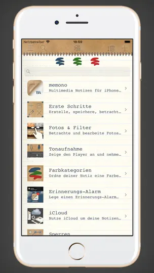 Screenshot von Memono Tagebuch + Notizen auf dem iPhone 1