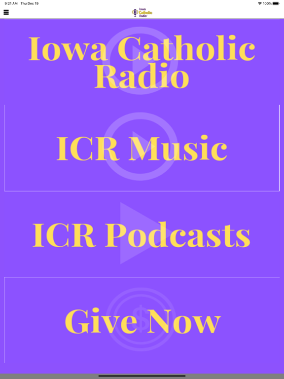 New Iowa Catholic Radio iPad screenshot 1 - Music app