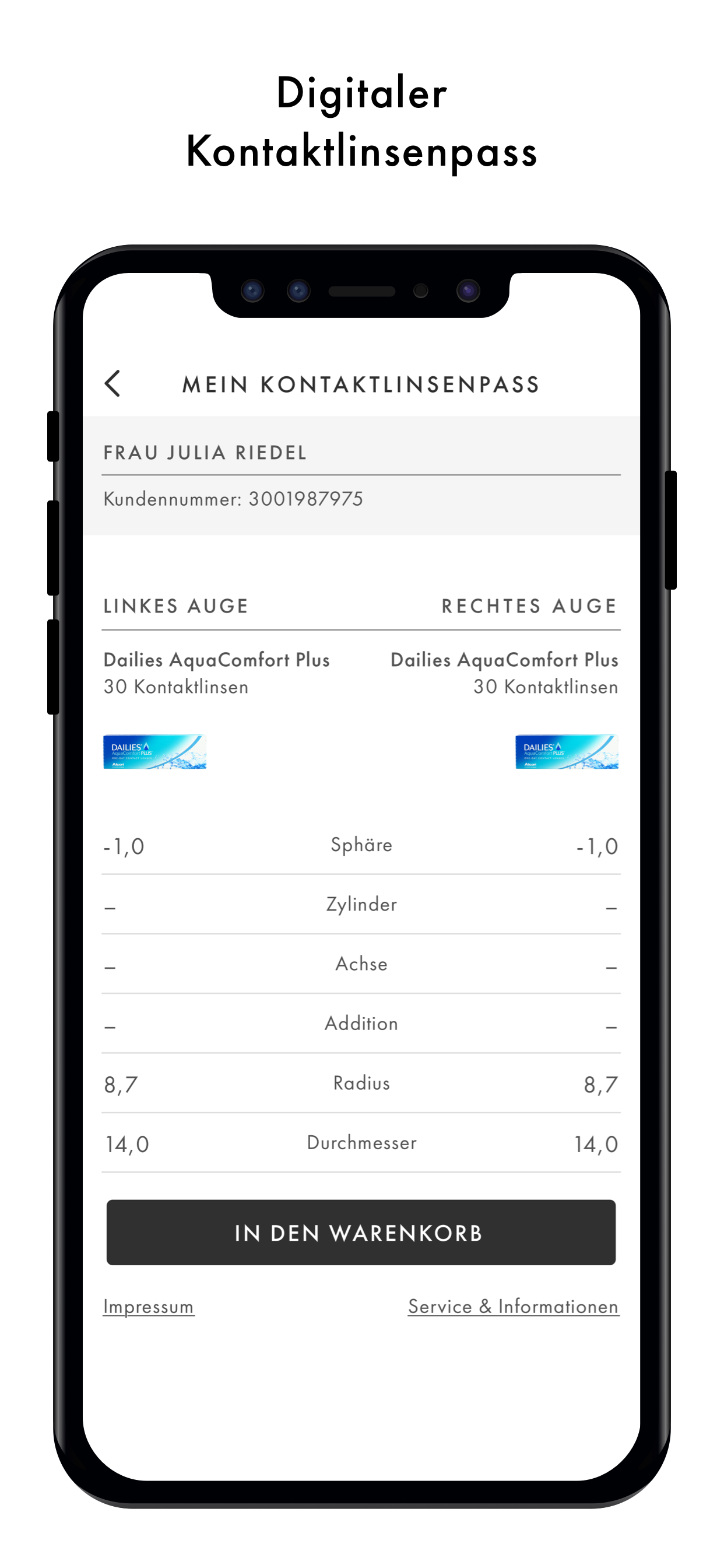 Fielmann Kontaktlinsen App