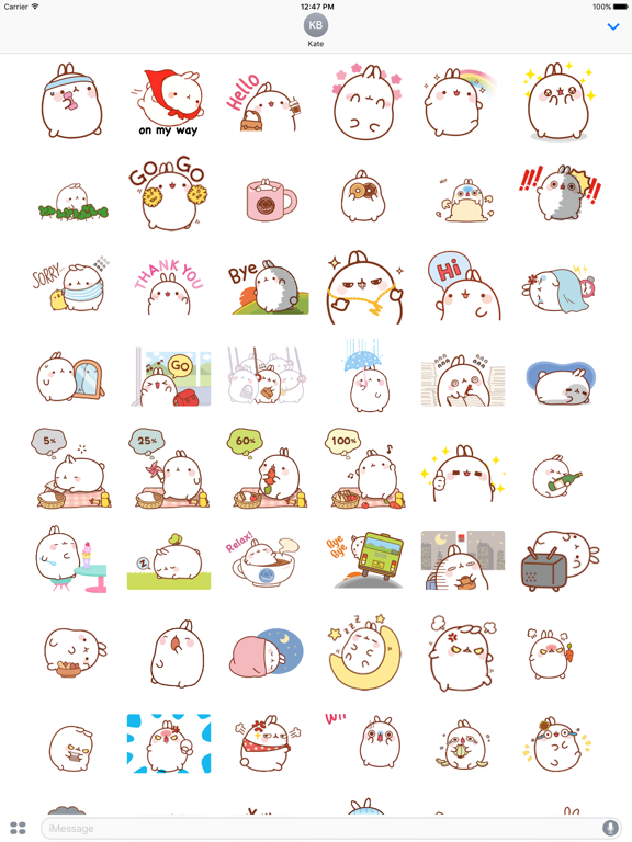 Animated Cute Molang Rabbit iPad screenshot 2 - Stickers app