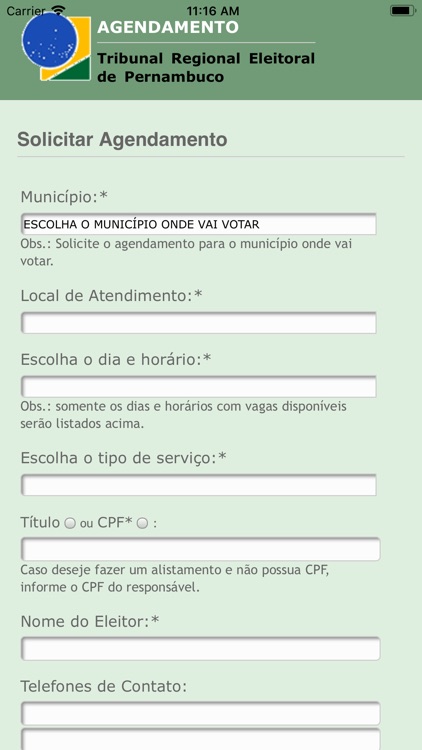 Agendamento Eleitoral PE