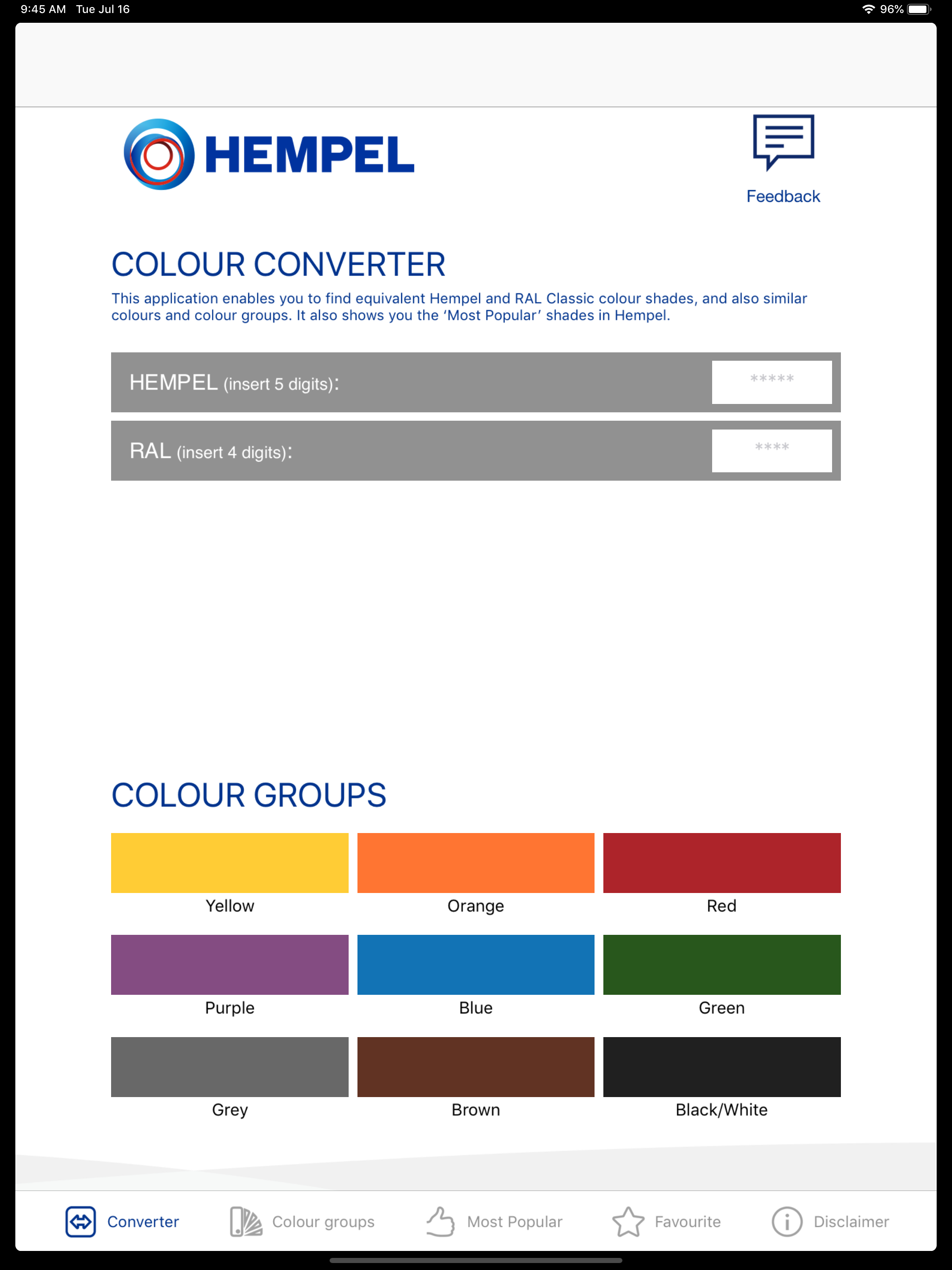 Hempel Colour Converter