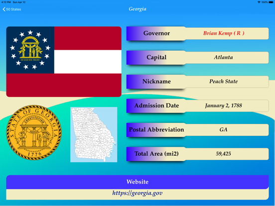 50 States Info Lite iPad screenshot 4 - Education app