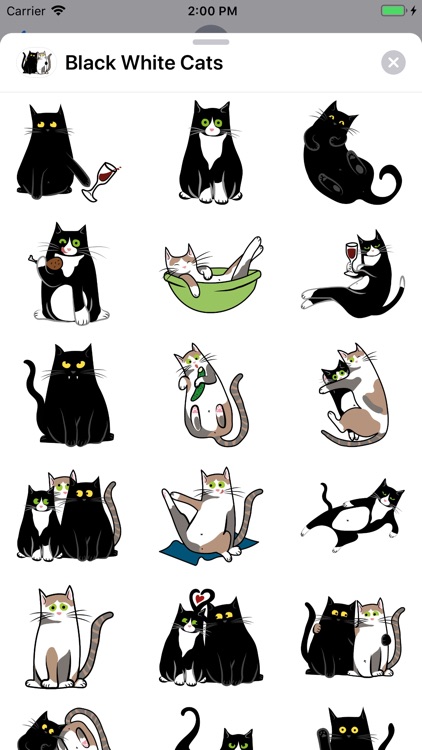 Black White Cats Sticker Pack