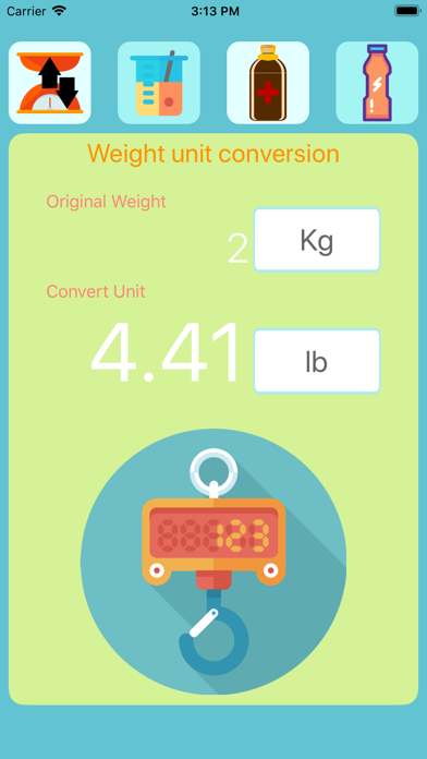 Weight Capacity Conversion iPhone screenshot