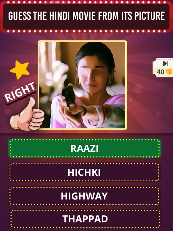 Guess the Bollywood Movie Quiz iPad screenshot