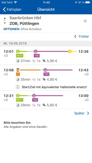 Saarfahrplan screenshot 3