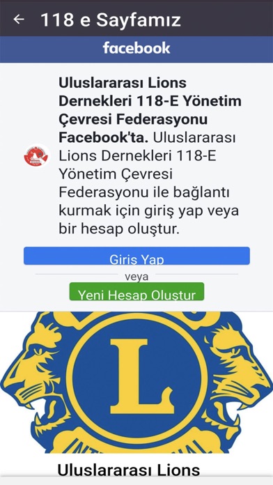 Lions 118e Mobil Uygulama Screenshot