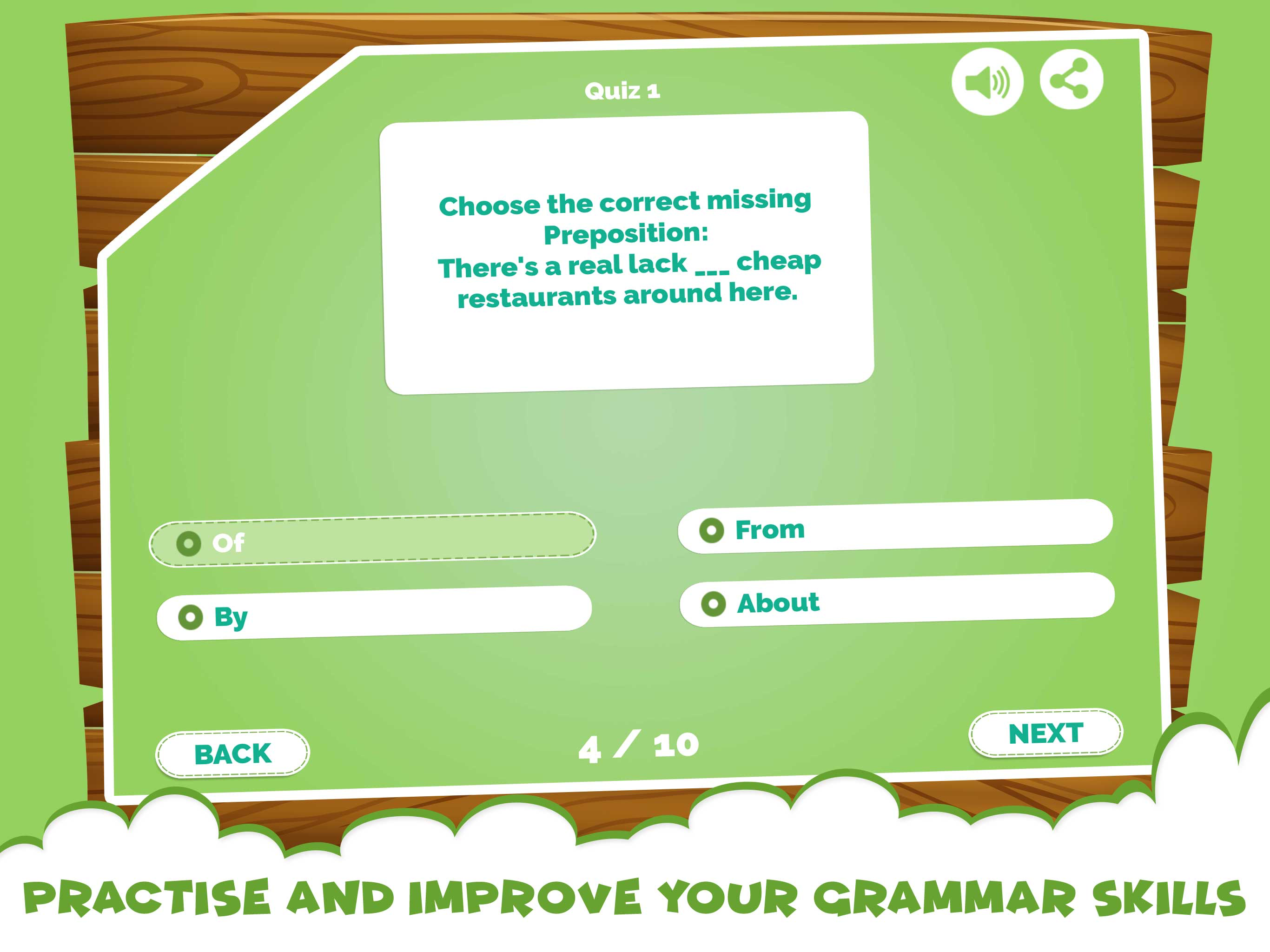 Learning Prepositions Quiz App