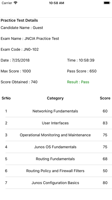Exam Sim For JNCIA Junos Screenshot