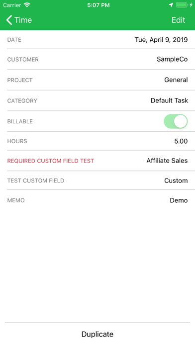 Nexonia Timesheets Screenshot