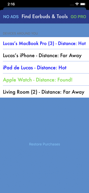 ‎iLost - Find Bluetooth Devices Screenshot