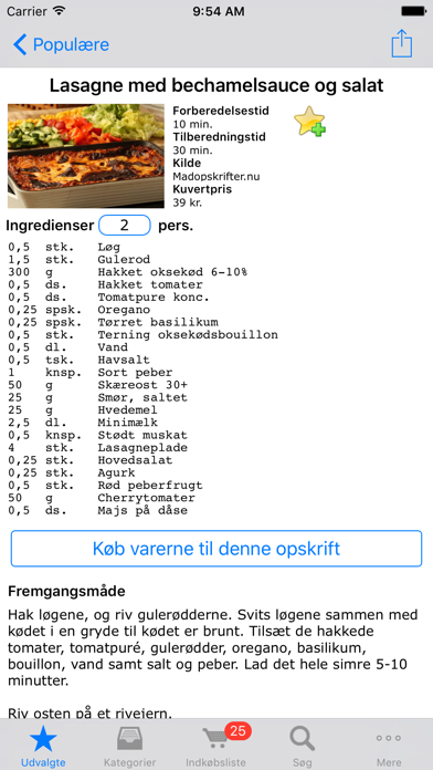 Screenshot #1 pour Madopskrifter.nu - Madplanen
