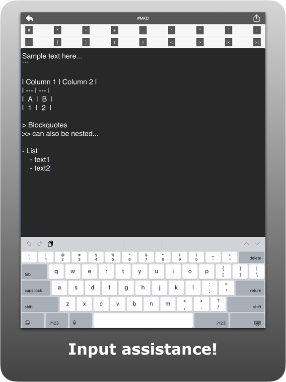 Markdown Editor - #MKD iPad screenshot