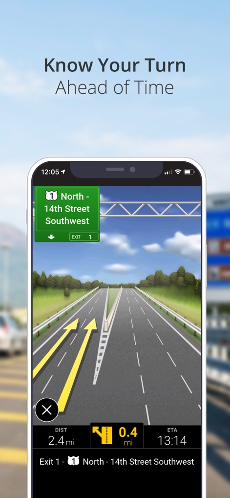 CoPilot GPS Navigation - La aplicación ayuda a los usuarios a conocer su giro con anticipación, utilizando indicadores de carril avanzados y mostrando información de salida anticipada, asegurando una transición suave en intersecciones complejas.