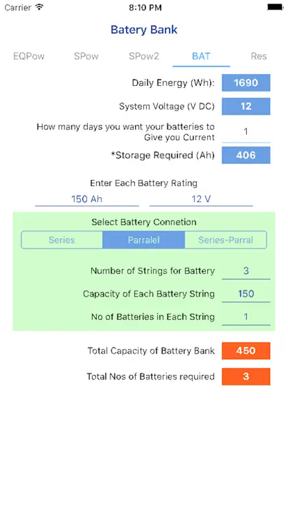Screenshot 4 von 5 zu PV Calculator - off grid