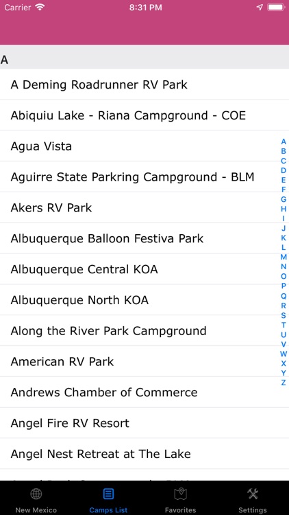 New Mexico – Camps & RV Parks