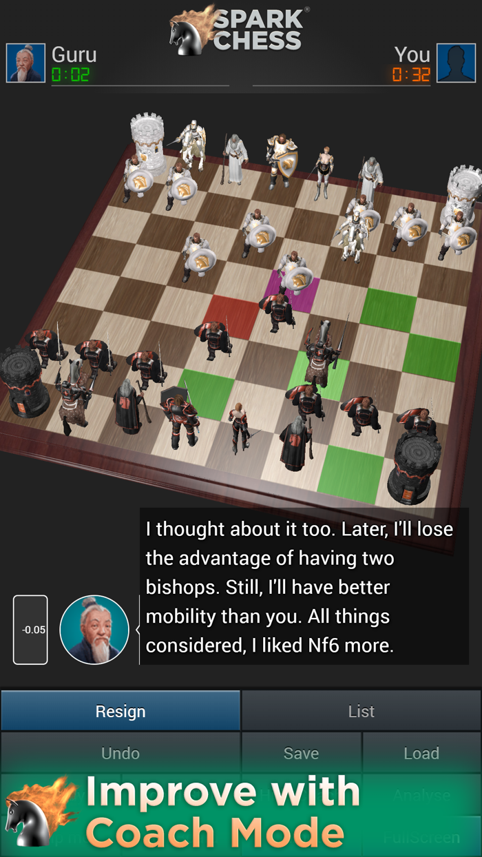 SparkChess Pro (by Media Division SRL) - chess game for Android and iOS -  gameplay. 