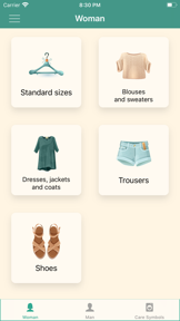 Size Guide screenshot