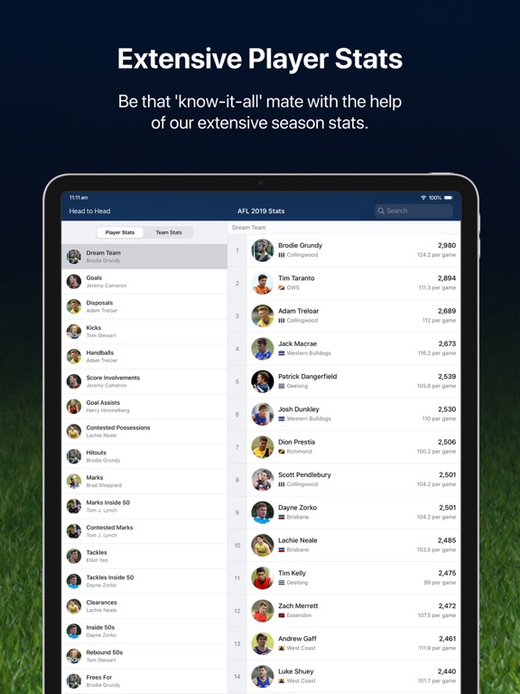 Footy Live for iPad: AFL statsのおすすめ画像3
