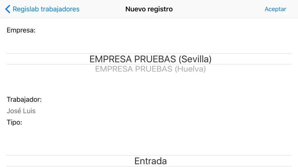 Captura de pantalla de Regislab Trabajadores en iPhone 5